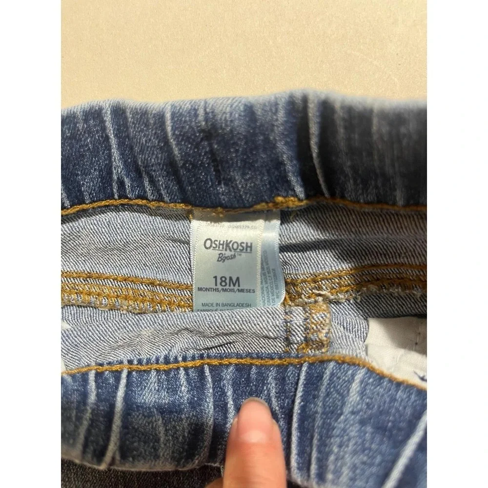 OshKosh B'gosh Toddler Girls Blue Distressed Denim Shorts 18M Frayed Hem